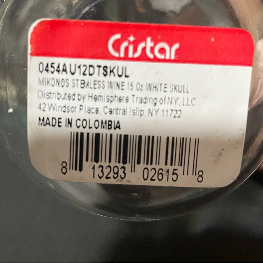 Cristar Day Of The Dead White Skull, Mikonos Stemless Glasses (Lot Of 6) NEW - Picture 7 of 8